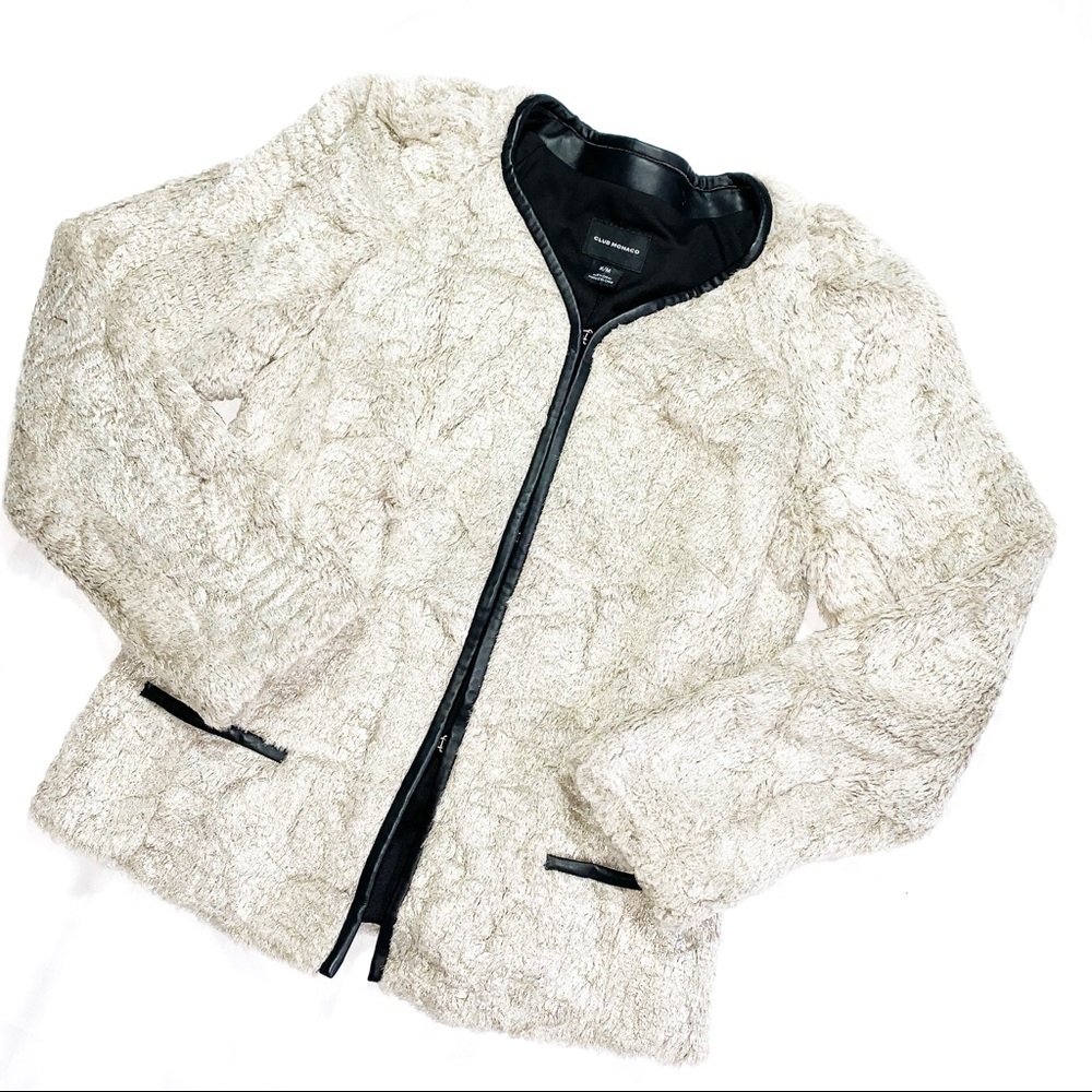 Club Monaco M Metallic Faux Fur Jacket